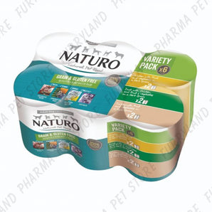 NATURO DOG ADULT VARIETY 6 PACK IN HERB GRAVY WET TIN 390G GRAIN & GLUTEN FREE