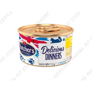 BUTCHER'S CAT DELICIOUS DINNERS WITH CHICKEN & TURKEY MOUSSE WET TIN 85G