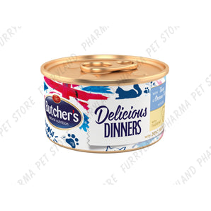 BUTCHER'S CAT DELICIOUS DINNERS WITH TUNA & OCEAN FISH MOUSSE WET TIN 85G