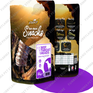 PRINCE TASTE OF NATURE SNACKS BEEF THROAT HEADS 250G