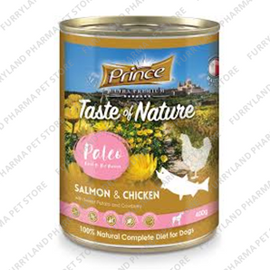 PRINCE TASTE OF NATURE PALEO SALMON & CHICKEN WITH SWEET POTATO AND COWBERRY 400G