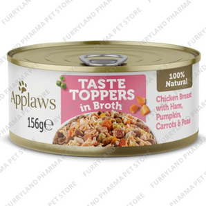 APPLAWS TASTE TOPPERS IN BROTH - CHICKEN BREAST WITH HAM, PUMPKIN, CARROTS & PEAS 156G