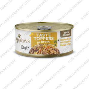 APPLAWS TASTE TOPPERS IN BROTH - CHICKEN BREAST WITH PUMPKIN, CARROTS & PEAS 156G