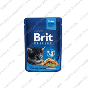 BRIT CHUNKS IN GRAVY CHICKEN CHUNKS FOR KITTEN 100G