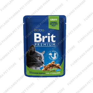 BRIT CHUNKS IN GRAVY CHICKEN FOR STERILISED 100G