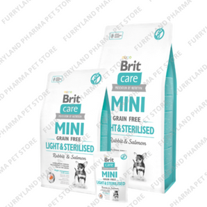 BRIT CARE MINI GRAIN FREE LIGHT & STERILISED RABBIT & SALMON 2KGS