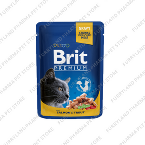 BRIT CHUNKS IN GRAVY SALMON & TROUT 100G