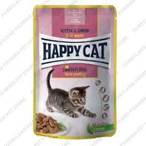HAPPY CAT KITTEN & JUNIOR 2-12MONTHS - FARM POULTRY WET FOOD 85G