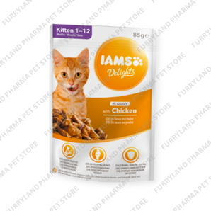 IAMS DELIGHTS CHICKEN IN GRAVY FOR KITTENS WET POUCH 85G
