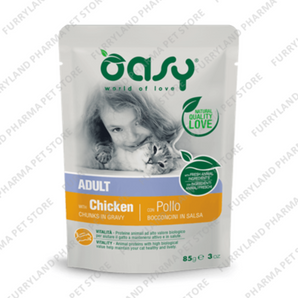 OASY ADULT WITH CHICKEN CHUNKS IN GRAVY WET POUCH 85G