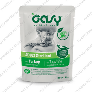 OASY ADULT STERILIZED WITH TURKEY CHUNKS IN GRAVY WET POUCH 85G