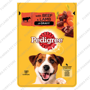 PEDIGREE BEEF & LAMB IN GRAVY WET POUCH 100G