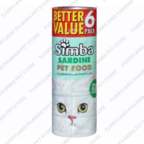 SIMBA CAT PET FOOD BETTER VALUE 6 PACK SARDINE WET TIN 170G X 6 GRAIN FREE