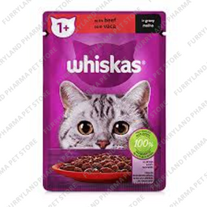 WHISKAS BEEF IN GRAVY WET POUCH 85G