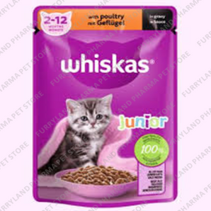 WHISKAS JUNIOR CHICKEN IN GRAVY WET POUCH 85G